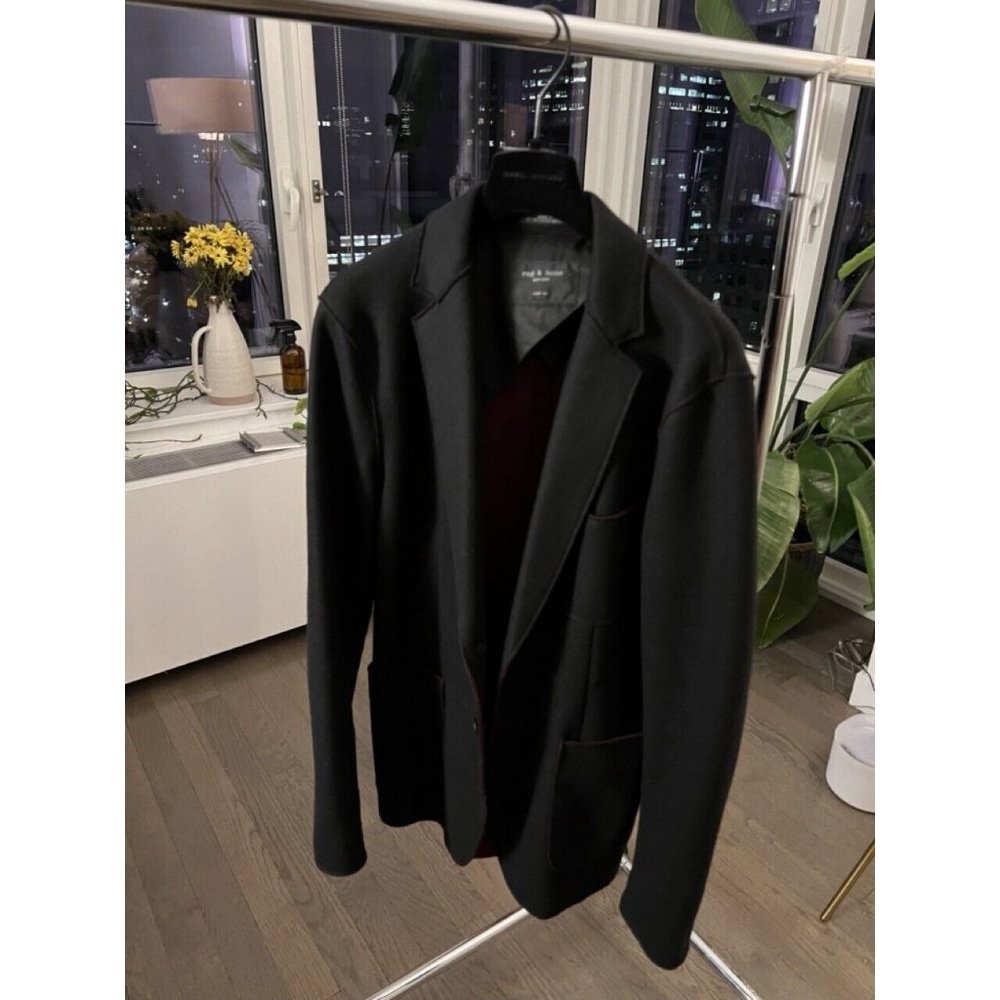 Rag & Bone Woodall Felted Wool Blend 2 button Unlined Raw Edge Blazer sz 36